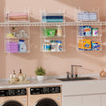 Skiennix 3-Tier Laundry Basket Organizer - Foldable Wire Shelf with 360° Rotating Hooks | Space-Saving White Design