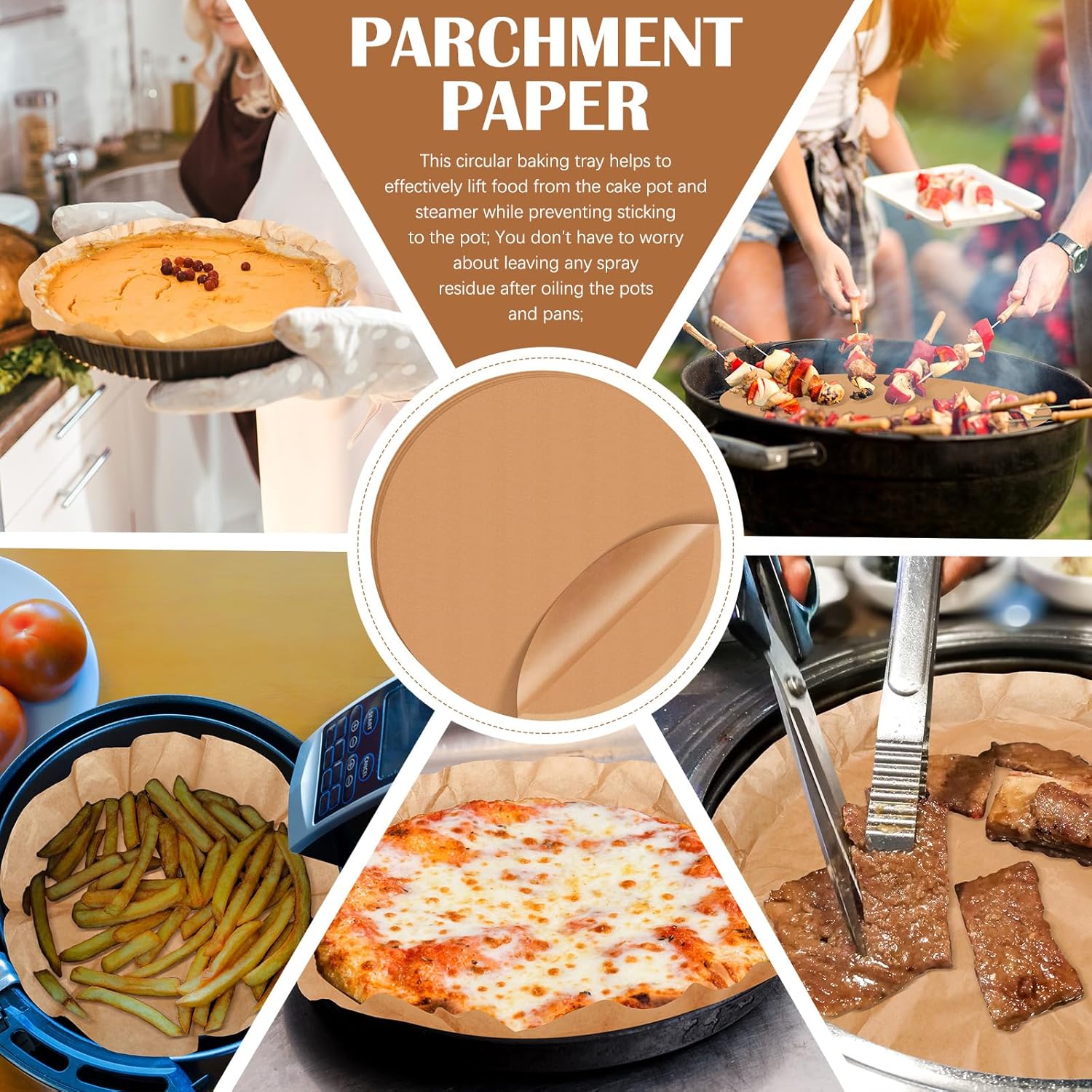 Teenyyou 40 Pcs Round Parchment Paper Liners - 20 Inch Unbleached Baking Paper for Dutch Ovens, Air Fryers & More