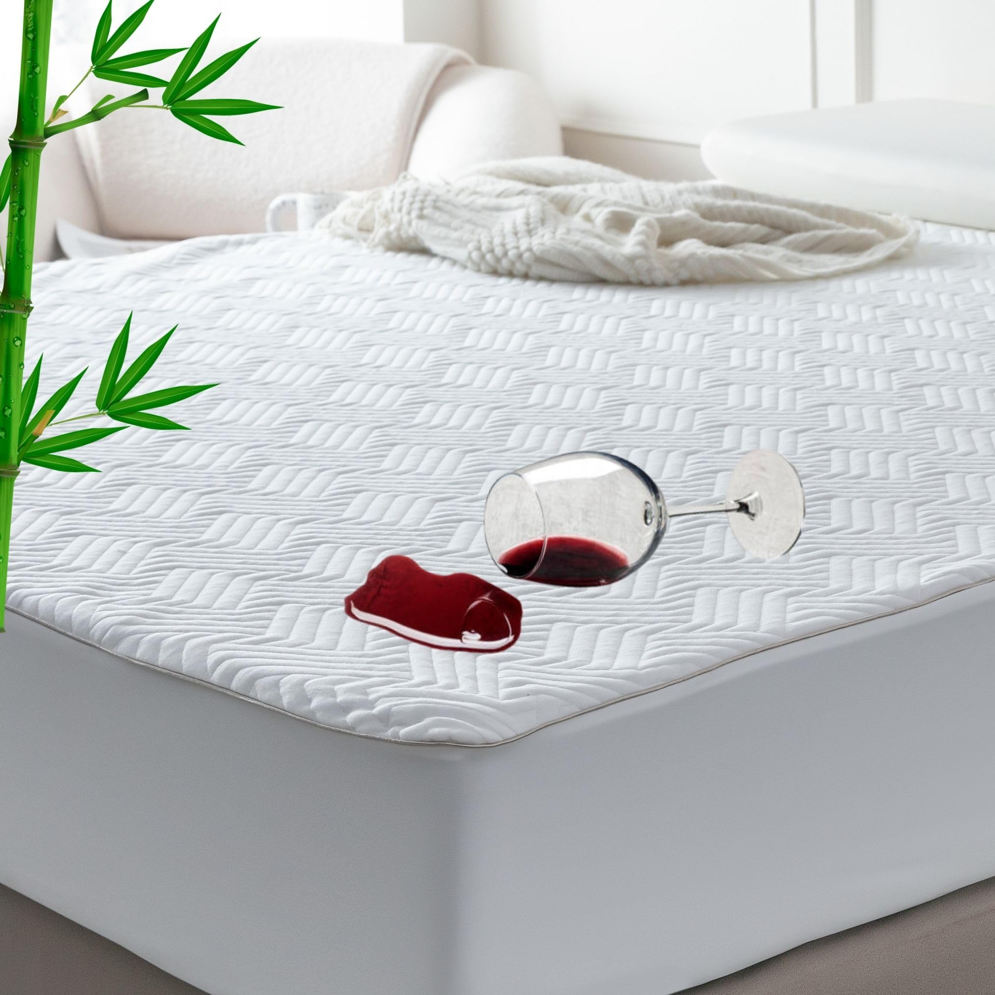 PremariLux 5-Sided Waterproof Mattress Protector – Soft Bamboo Viscose, Cooling & Breathable, Deep Pocket Fits 18” Bed, Hypoallergenic, Noiseless, Oeko-TEX Certified, Machine Washable (King)