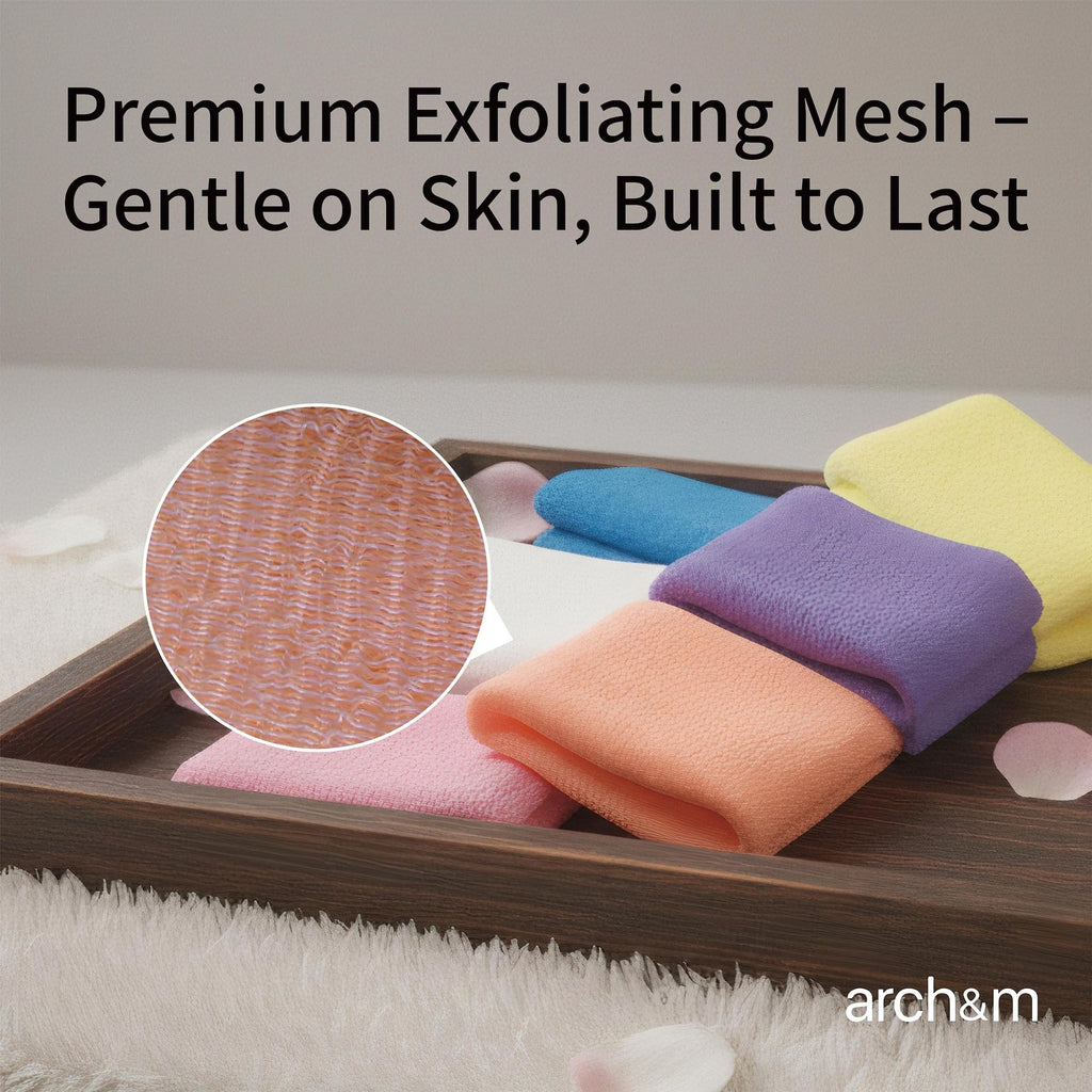 ARCH&M Exfoliating Back Washcloth & Body Scrubber, 3 Pack, 35-Inch