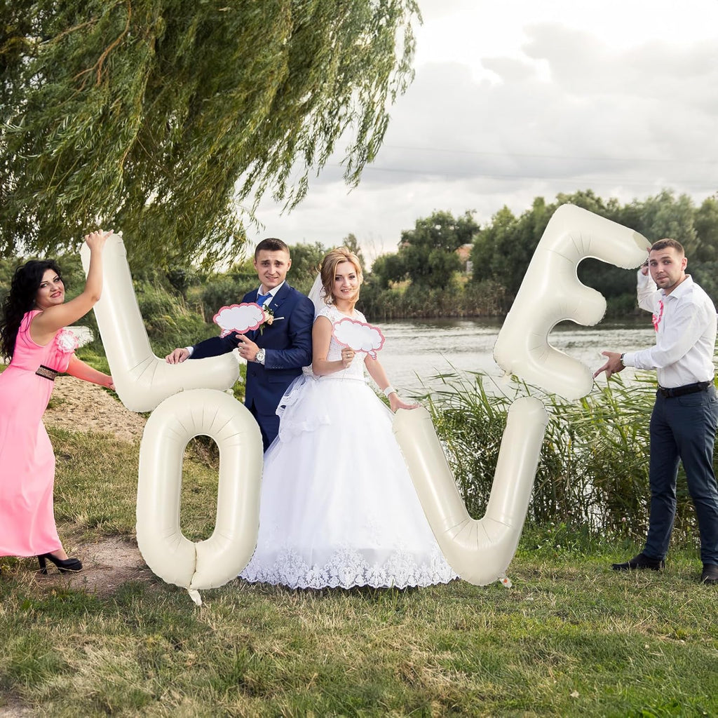 **Big Letters Balloon U - 40 Inch Cream White Sand Helium Mylar Alphabet for Custom Name Decor**