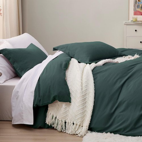 Bedsure Forest Green Duvet Cover Set - Twin/Twin XL, Extra Soft Prewashed Polyester, Includes Zipper Closure & Pillow Sham