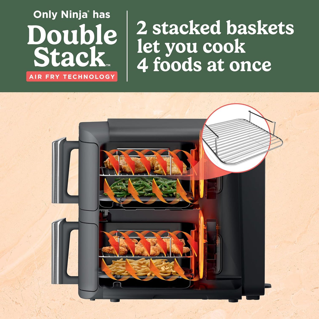 Ninja DoubleStack XL Air Fryer - 10 QT Smart Cook System with DoubleStack Technology | 6-in-1, Easy Clean, Grey