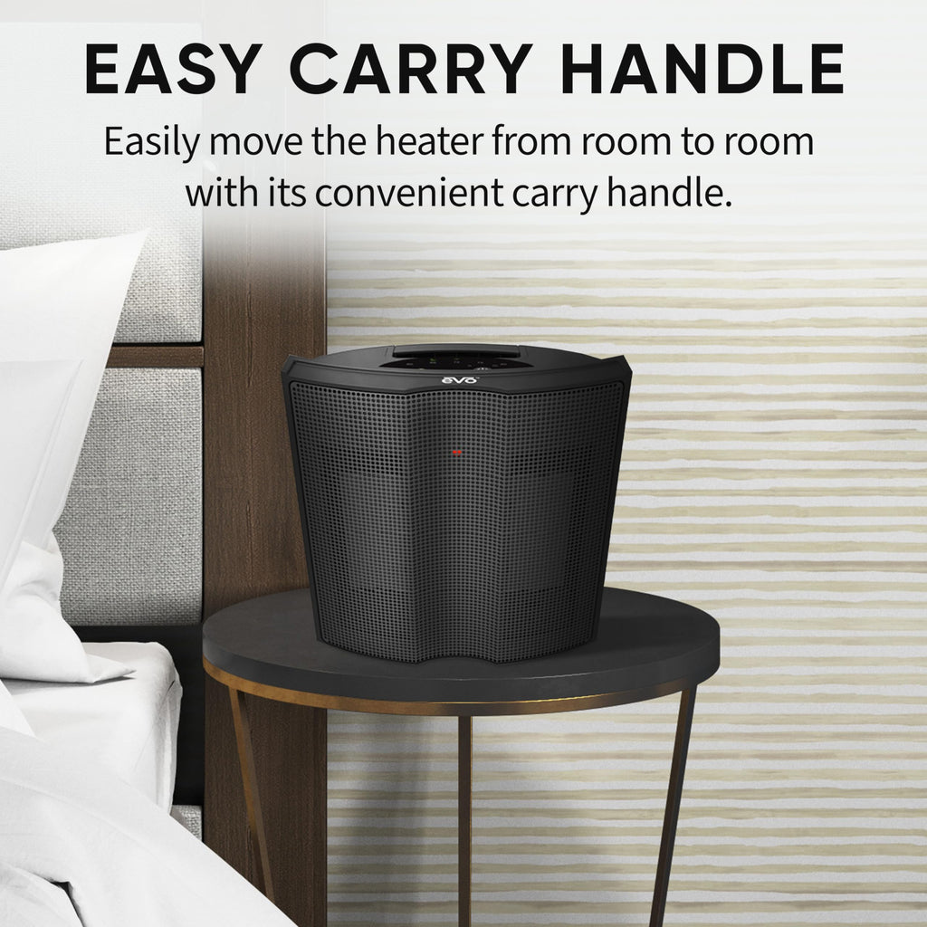 EVO Twin Ceramic Heat Logic Heater (5 Temperature Settings) – Tip Over Cutoff Switch, Auto Overheat Shut-off, and 15-Second Cool Down