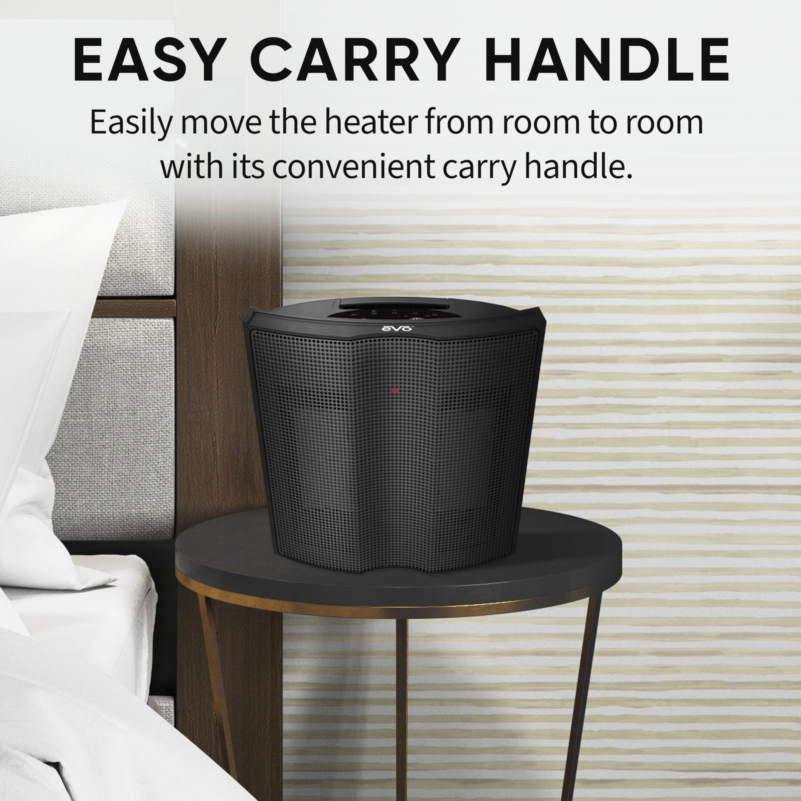 EVO Twin Ceramic Heat Logic Heater (5 Temperature Settings) – Tip Over Cutoff Switch, Auto Overheat Shut-off, and 15-Second Cool Down