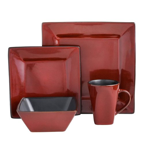 Gibson Elite Kiesling 16 Piece Dinnerware Set, Red