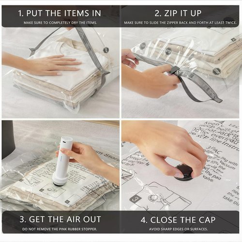 Yobobo Vacuum Seal Bags for Clothing: 9 Pack Small Travel Vacuum Bags for Luggage with Rechargeable Electric Pump - Space Saver for Carry-On Packing