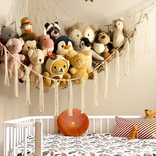 Mirolam Stuffed Animal Storage Hammock Net - Large Corner Organizer for Baby Nursery Decor