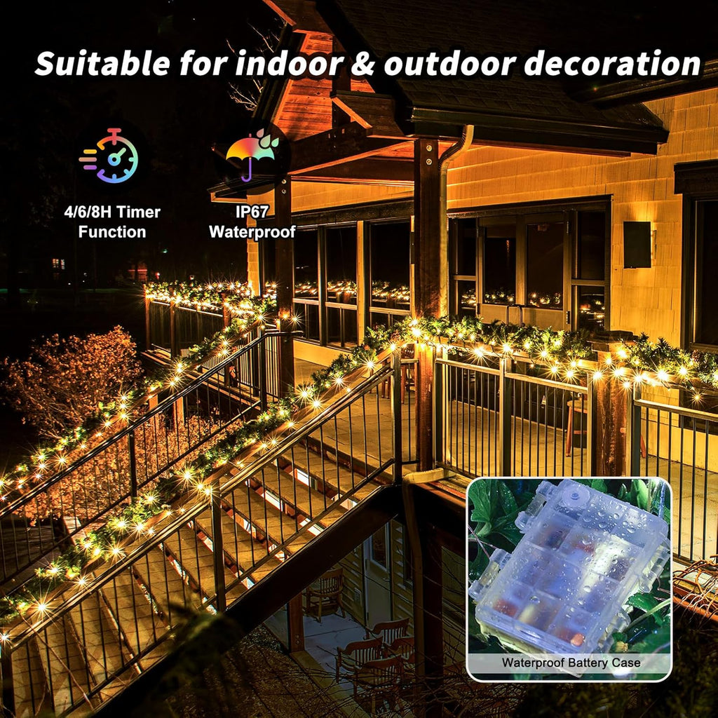 Skiennix 39Ft LED Fairy Lights - RGB Color Changing String Lights with Remote & Timer | Battery Operated for Indoor/Outdoor Use