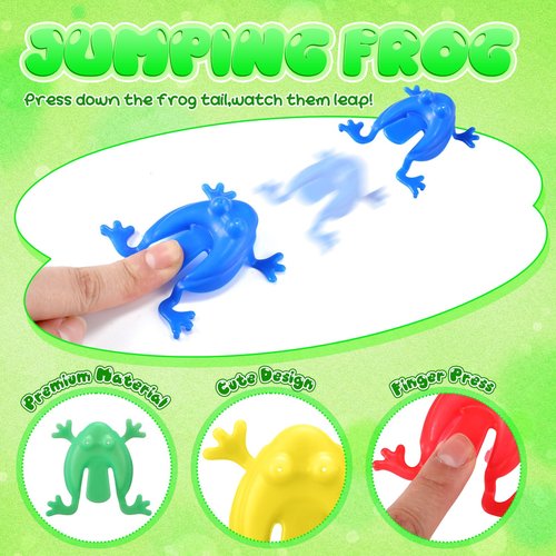 Wettarn 36 Pack Passover Frog Gifts Bulk Plastic Jumping Frog with Inspirational Card Opp Bag Passover Party Favors for Office Classroom Exchange Gifts Goodies Bag Fillers