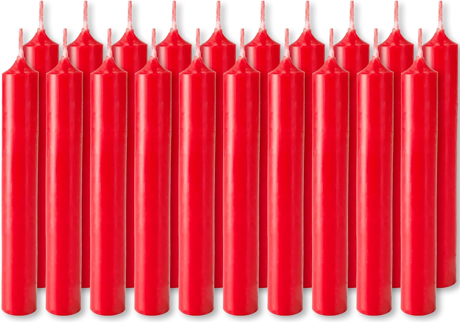 BRUBAKER Mini Taper Candles - 20 Pcs Unscented Red Candles for Rituals, Weddings & Home Decor | 3¾ x ½ Inches
