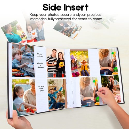 Photo Album 4x6 600 Photos with Writing Space Linen Cover with Front Window Picture Album, 600 Photos 4x6 Photo Album Book for Wedding Kids Travel Family Baby Pictures (Black)