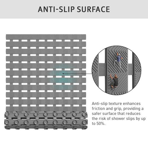 XIYUNTE Shower Mat Non Slip Bath Mat for Tub - 40 X 16 Inch PVC Bathtub Mat Non Slip Shower Mats for Inside Shower, Bath Tub Mat with Powerful Suction Cup, Easy to Cut and Dry, Grey
