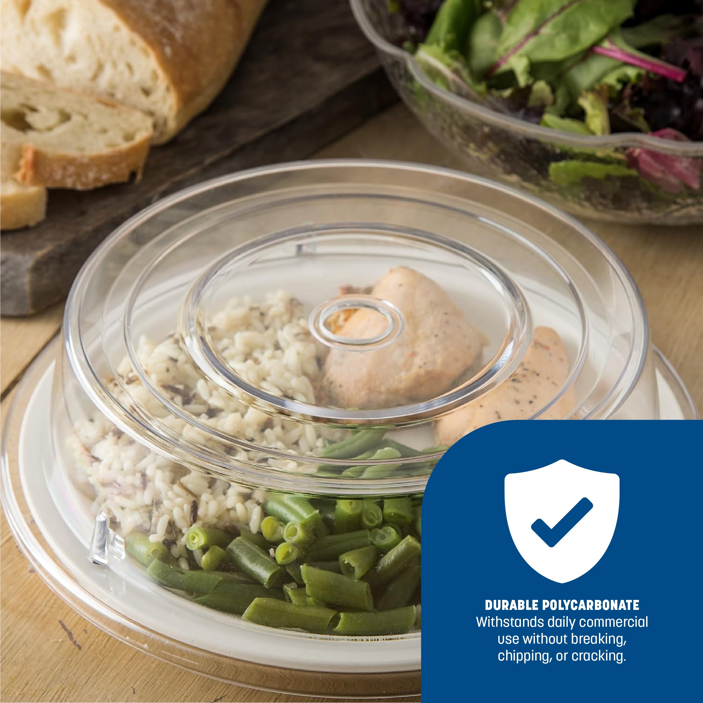Carlisle FoodService Products 198907 Commercial Plastic Plate Cover, 10-3/16" to 10-1/4", Clear