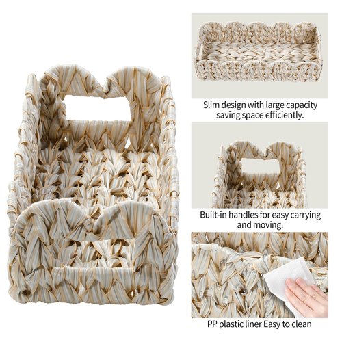 Coeusy Scalloped Toilet Paper Storage Basket,Boho Small Bathroom Basket,Wicker Decor Baskets for Bathroom,Bedroom,Living Room,Coastal Bathroom Decor Accessories