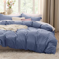 Bedsure Slate Blue Duvet Cover Set - King Size 3-Piece Extra Soft Cotton-Like Bedding, 104x90 Inches with Zipper Closure & 2 Pillow Shams