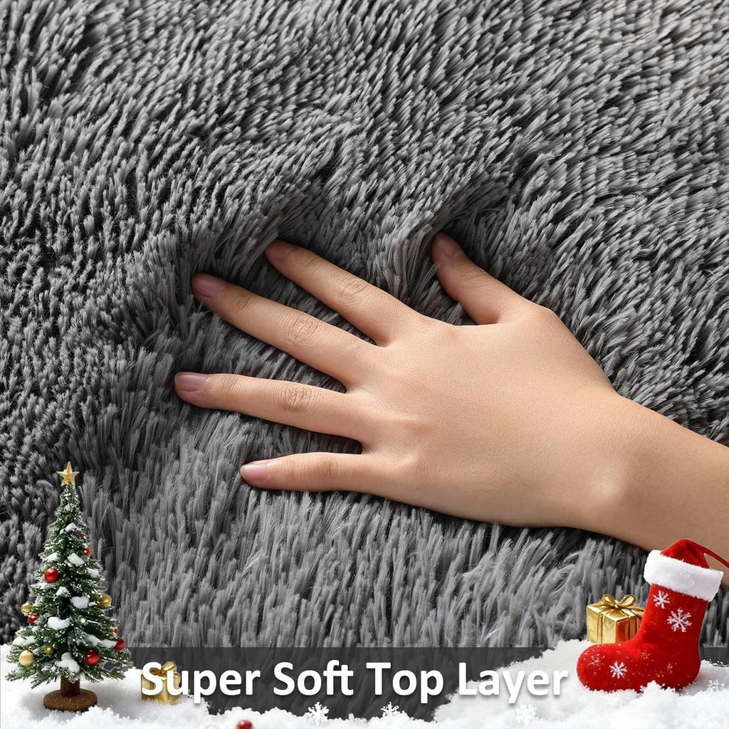 Ophanie Area Rug - Soft Non-Slip Fluffy Shag Carpet for Living Room & Bedroom - 7x10 Grey