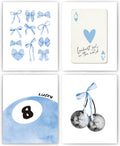 Okaxscm Wall Art Prints Set of 4 - Trendy Light Blue Coquette Decor for Girls' Bedroom | 8x10 Unframed