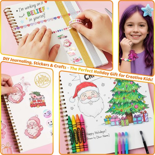 Advent Calendar 2025 for Girls - 24 Day Christmas DIY Journal Kit for Tween & Teen Girls, Stationery Set, Scrapbook & Diary Supplies Set, Journaling Art Crafts Kit, Creative Christmas Gifts