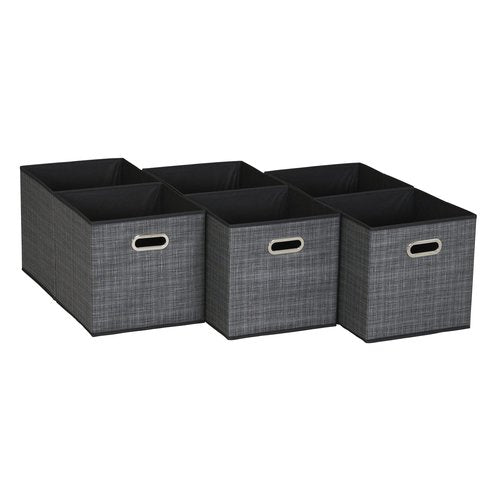 Household Essentials, Black Mix 6 Pack Fabric Storage Bins with Handle