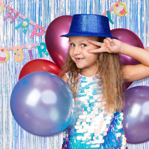 Iridescent Party Backdrop Decorations by [Brand Name] - 2 Pack Tinsel Curtain for Birthdays & Events | Photo Booth Streamer