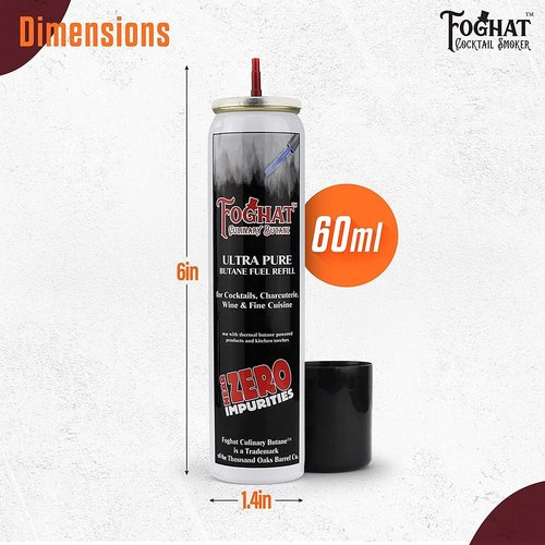 Foghat Culinary Butane Fuel Refill - 60ml Ultra Refined Butane for Kitchen Torches | Food Grade