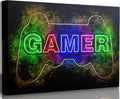 Skiennix Cool Gaming Canvas Wall Art - Colorful Neon Gamepad Poster Print for Teen Boys Room | 12 x 16 Inch