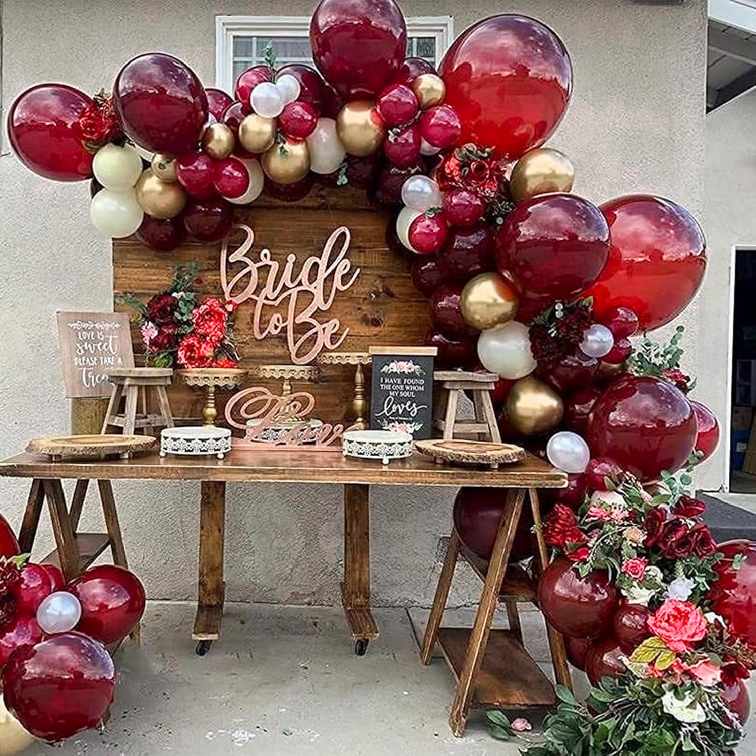 PartyWoo Burgundy Balloons - 140-Piece Dark Chestnut Red Balloon Arch Kit for Celebrations | 5-18 Inch Sizes