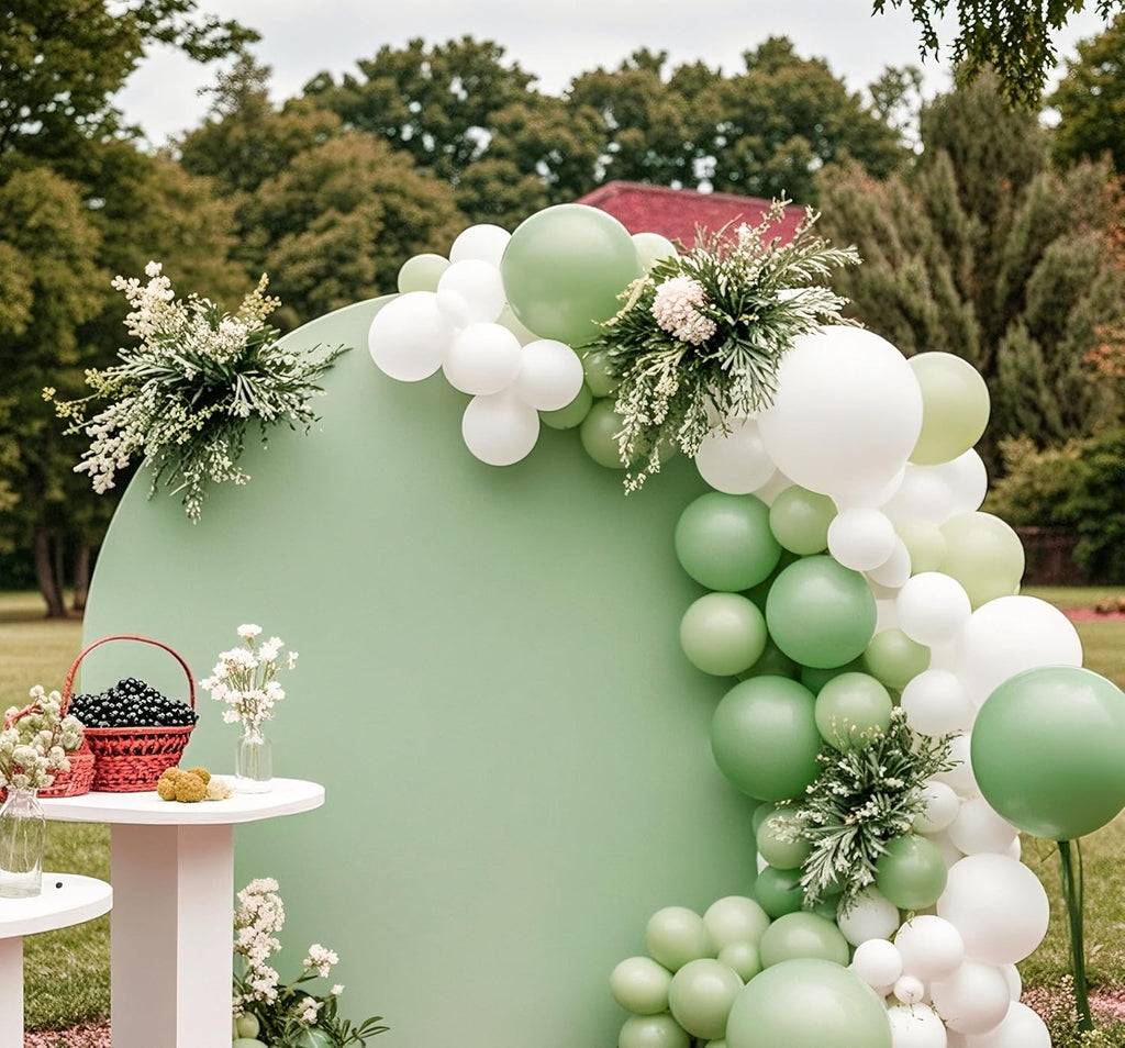 Skiennix 6.6 FT Round Backdrop Cover - Sage Green Spandex Fitted Stretch for Weddings & Parties