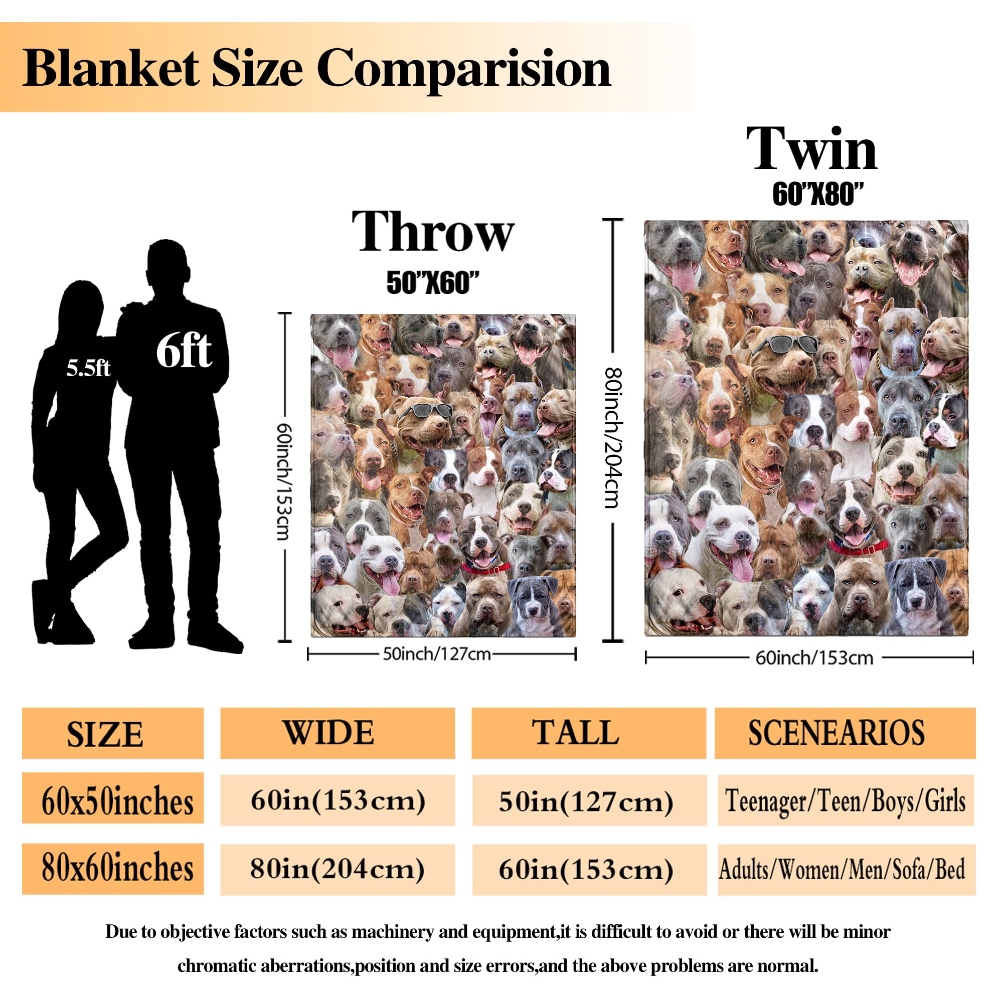 Pitbull Blanket,Pitbull Gifts for Dog Lovers,Pitbull Flannel Blanket Throws for Dog Mom Dad,Soft Warm Blankets for Sofa Bed Home Decor,Gifts for Kid Teens Girls Boys Halloween Christmas,50" x 60"