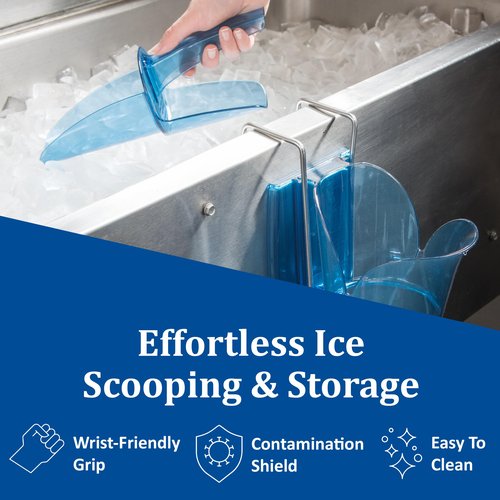 San Jamar Saf-T-Scoop Ice Scoop with Storage Caddy for Kitchens, Restaurants, And Fast Food, Plastic, 20 To 24 Ounces, Blue