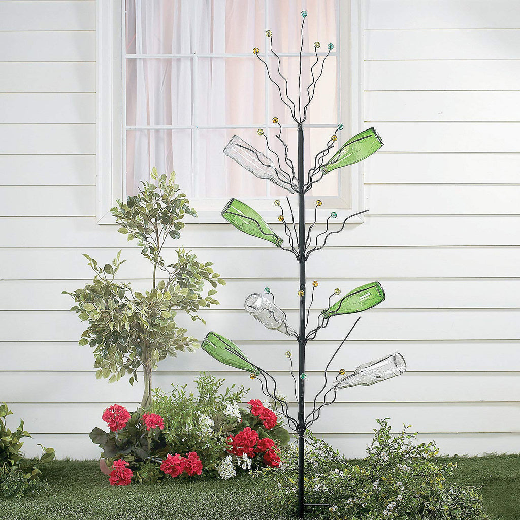 Fun Express Metal Bottle Tree Garden Sculpture, 45 Inch Tall