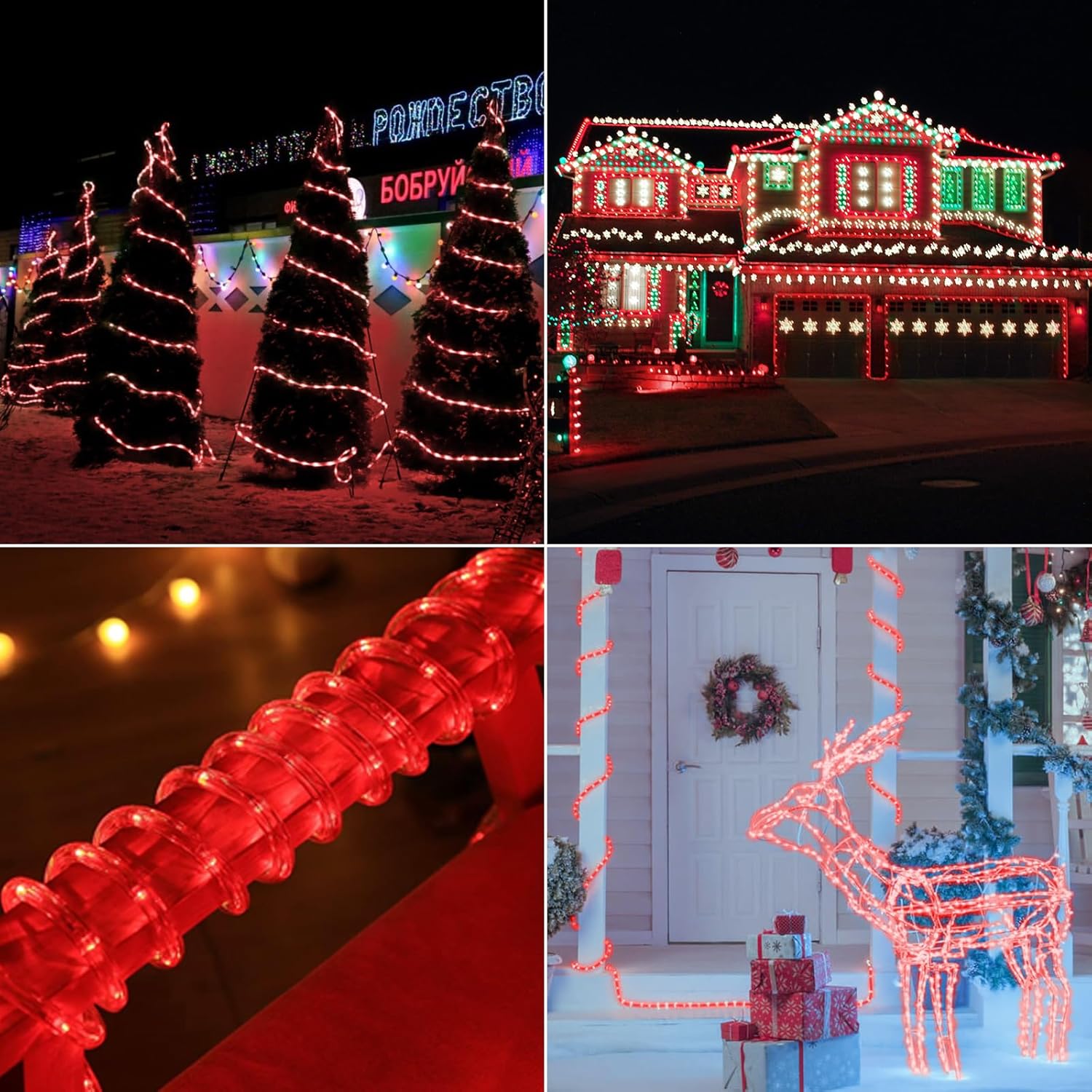 Skiennix 200ft LED Rope Lights - 1440 Flexible Tube Lights with 8 Modes | Waterproof Outdoor & Indoor Decoration (Red)