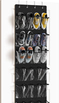 Simple Houseware 24-Pocket Over The Door Shoe Organizer - Crystal Clear, Black (64'' x 19'')