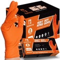 MEDPRAYER Industrial Orange Nitrile Gloves – Disposable Rubber Gloves 8 Mil – Raised Diamond Texture, Latex & Powder Free - Size Large, Pack of 100