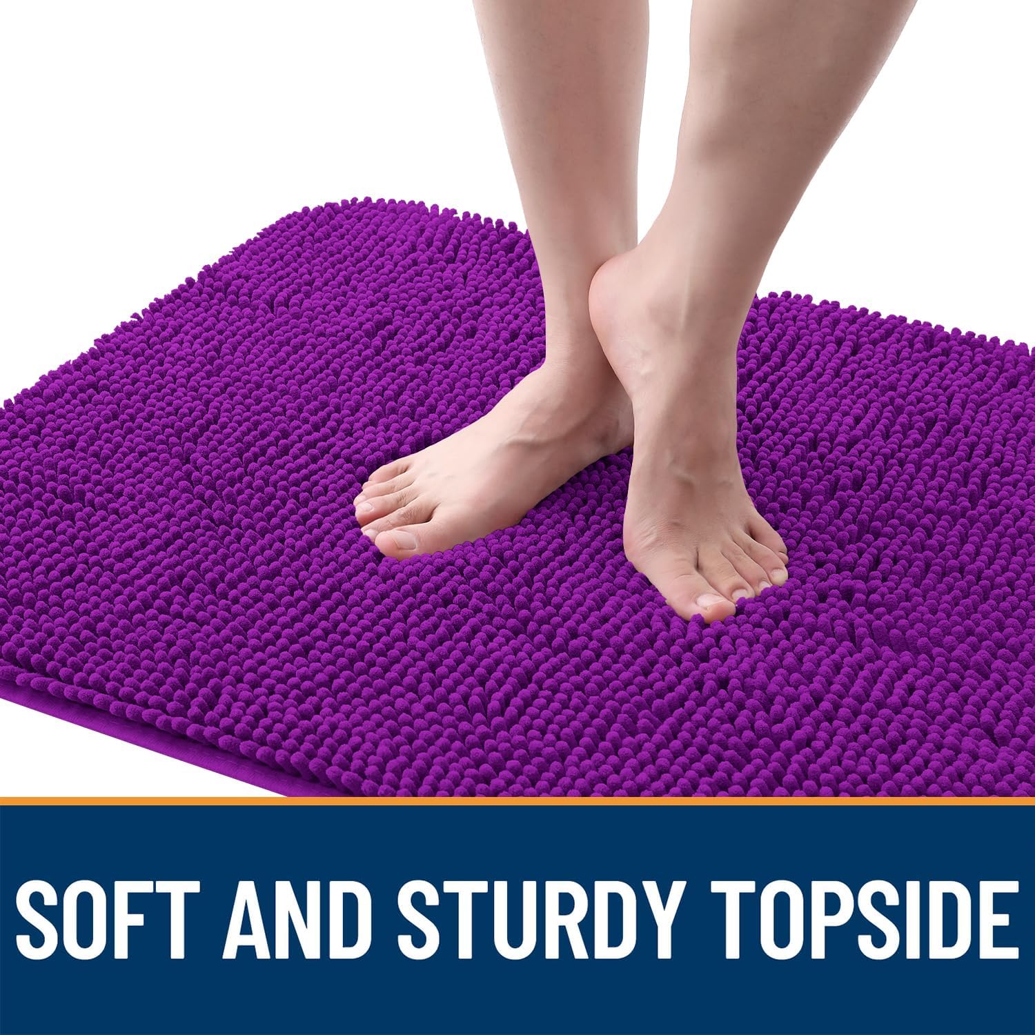 OLANLY Dog Door Mat - Absorbent Non-Slip Washable Doormat for Muddy Paws | 47x17 Inches, Purple