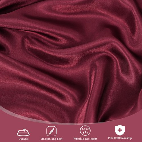 12 Pack 108 Inch Burgundy Satin Tablecloth - Silky Round Tablecloth Overlay Smooth Fabric Table Cover, Bright Table Decoration for Wedding Party Banquet Events Restaurant Kitchen Dining