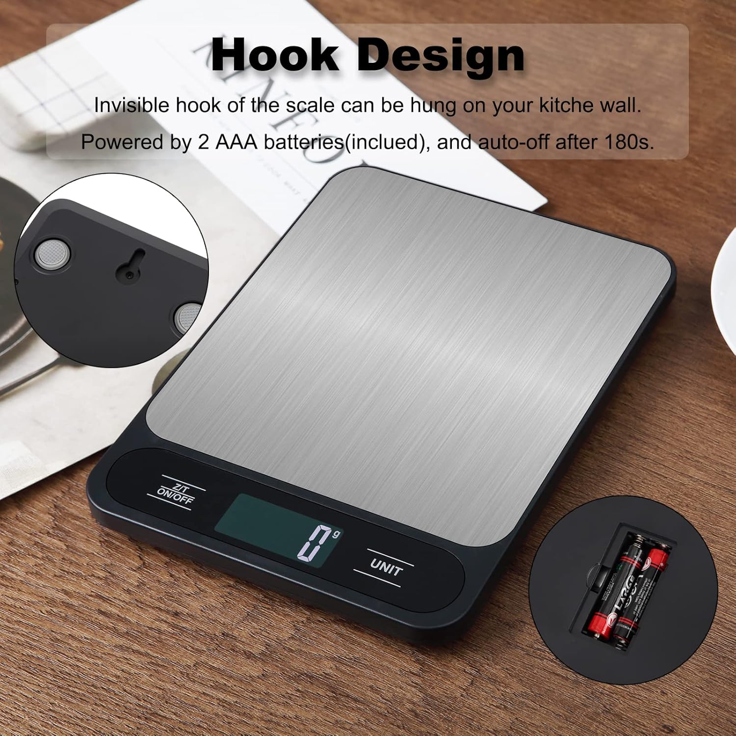 Skiennix Digital Kitchen Scale - 10kg/22lb Capacity for Accurate Grams & Ounces Measurement