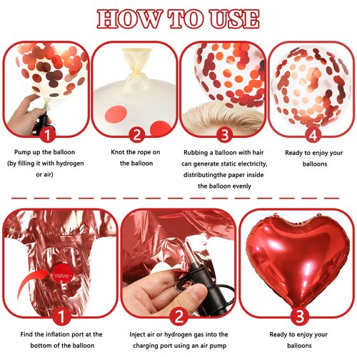 Recosis Red and Black Birthday Decorations, Happy Birthday Banner, Confetti Balloons, Fringe Curtain, Heart Star Foil Balloons, Hanging Swirls for Women Girls Birthday Princess Party Decorations