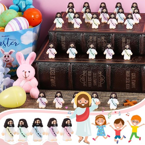 Bememo 25 Pcs Little Jesus Figures - Original Design Mini Rubber Toys for Christmas & Baptism Gifts | Macaron Colors