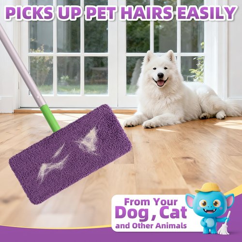 8 Pack Reusable Mop Pads Compatible with Swiffer Sweeper Mop, Dry and Wet Pads Refill, Microfiber Pads, Washable Sweeping Cloths for Surface/Hardwood Floor Cleaning (Purple)