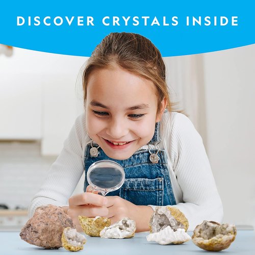 National Geographic Break Open 10 Premium Geodes - STEM Science Kit with Goggles & Display Stands for Kids