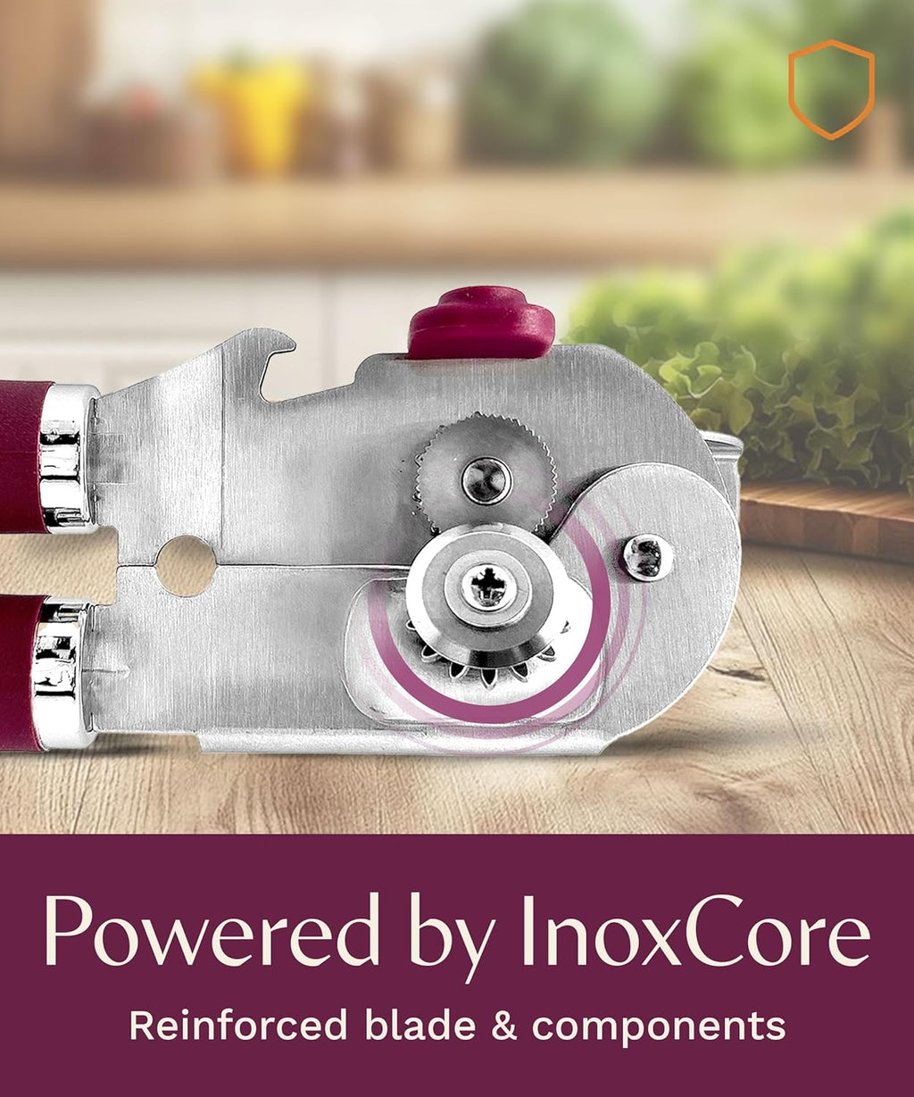 Skiennix Premium Multifunction Magnetic Can Opener - Heavy Duty Stainless Steel with Easy Turn Knob, Mauve