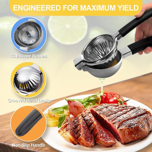 Premium 316L Medical-Grade Stainless Steel Lemon Squeezer - Baby-Safe Citrus Juicer, Heavy-Duty Manual Lime Squeezer with Zero Heavy Metal Leaching