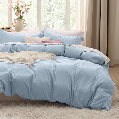 Bedsure Celestial Blue Duvet Cover Set - Extra Soft Twin/Twin XL Bedding, 2 Pieces with Zipper Closure & Pillow Sham