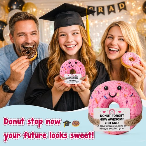 MBL Inspirational College Graduation Gifts - Birthday Grad for College Students Appreciation Administrative Professionals Gifts for Coworker Nurses Week, Cheer Emotional Motivational Crochet Donut
