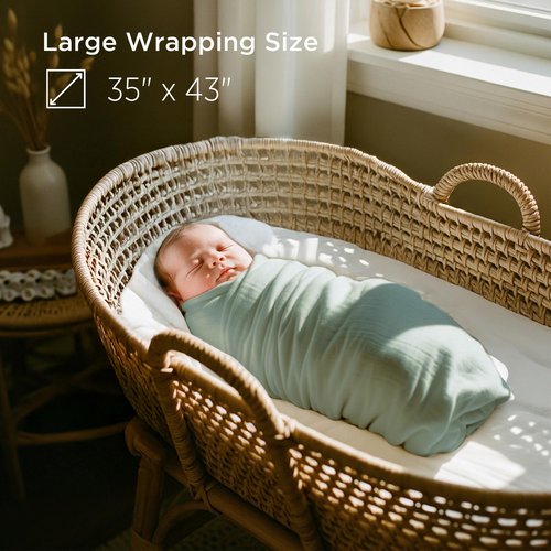 Muslin Swaddle Blankets for Newborn, 3 Pack Soft 100% Cotton Baby Receiving Blanket, Swaddle Wrap Burp Clothes, Large 43 x 35 inches, Oeko-TEX Certified