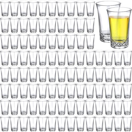 Zubebe 150 Pcs 1.5oz Acrylic Shot Glass Bulk Set with Thickened Base Plastic Clear Shot Glasses, Round Small Shot Glasses Bulk for Party