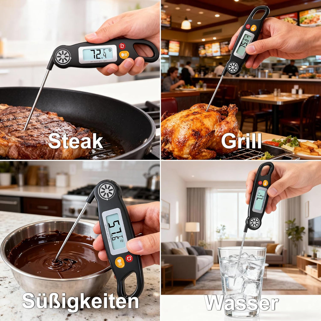 Antonki Digital Meat Thermometer - Instant Read Cooking Thermometer with Backlight for BBQ & Baking