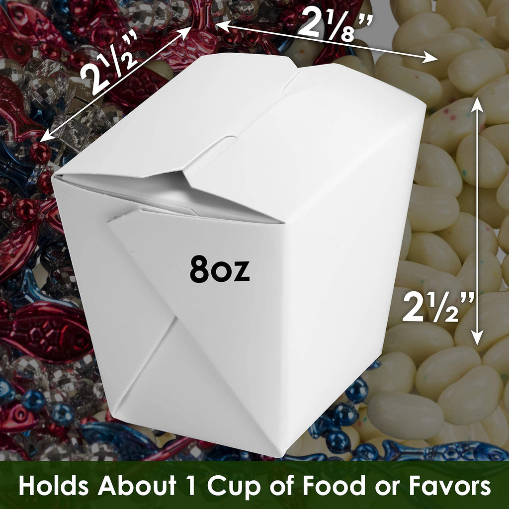 100% Recyclable 8oz White Small Chinese Take Out Boxes 50pk. Leakproof Greaseproof To-Go Containers For Restaurants Event Parties Food Service. Value Bulk Pack Microwaveable and Stackable Meal Pails.